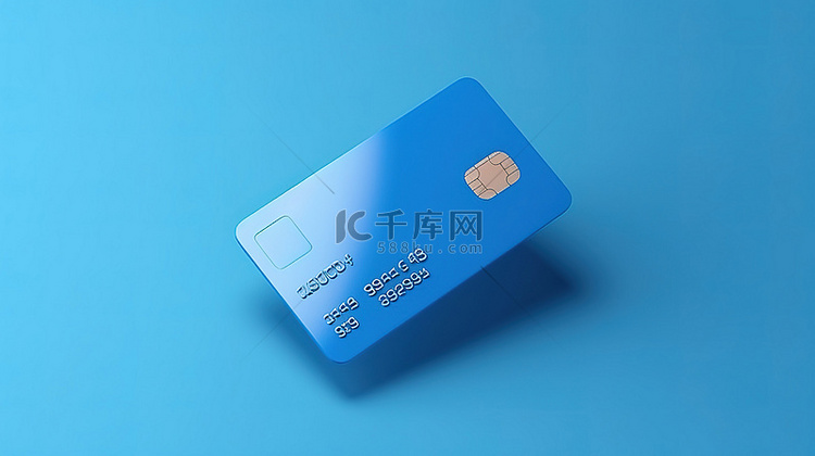 彩色背景上孤立的蓝色信用卡模板