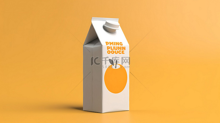 3D 渲染牛奶或果汁盒的零售包