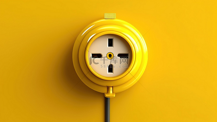 3d 渲染黄色电源插座