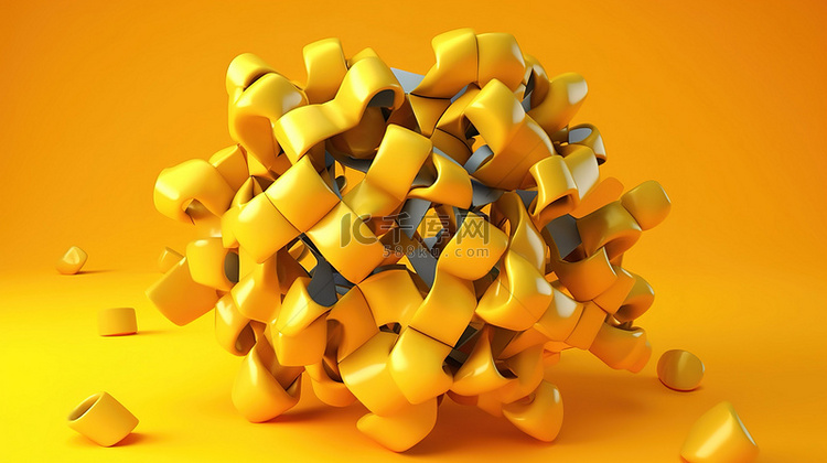 黄色背景，抽象混沌形状代表创新
