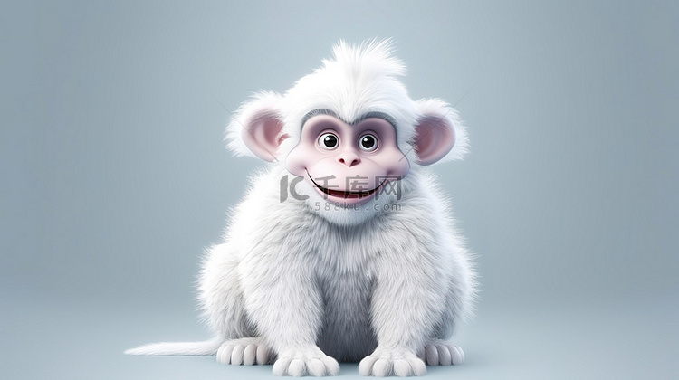 有趣的白猴 3D 插图