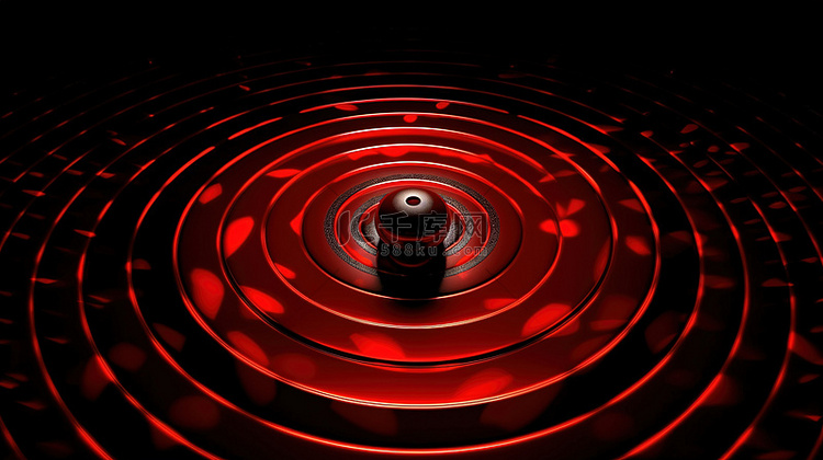 3d 渲染黑色背景与红色目标