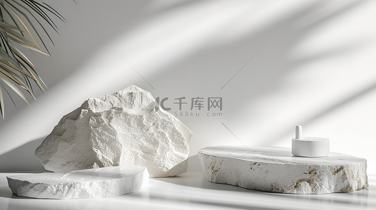 白色的岩石形成产品展示台背景图