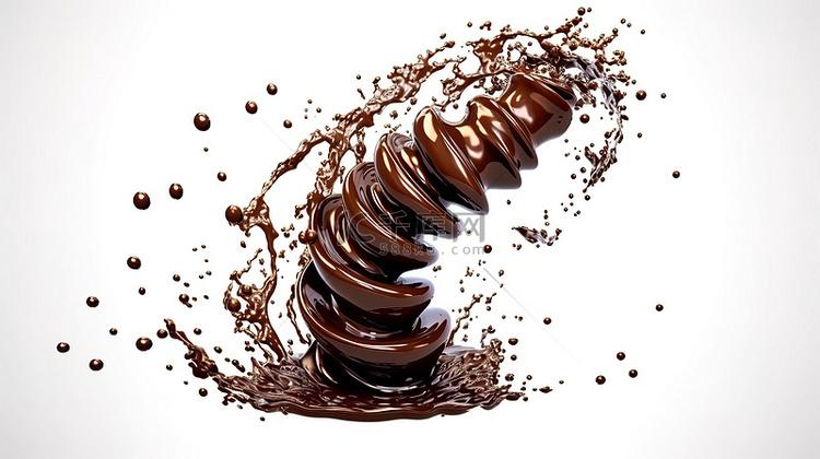黑巧克力片漩涡 3d 飞溅图