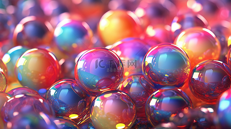 色彩缤纷的虹彩玻璃球为创意项目