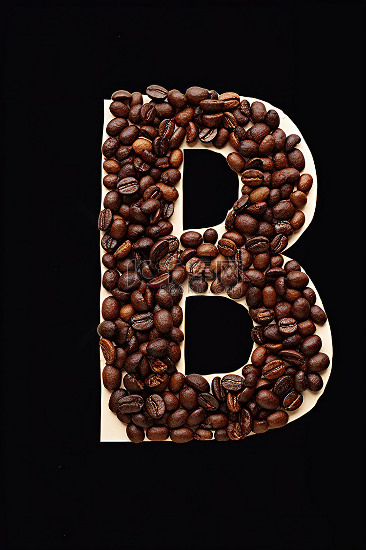 白色背景上由咖啡豆制成的黑色字