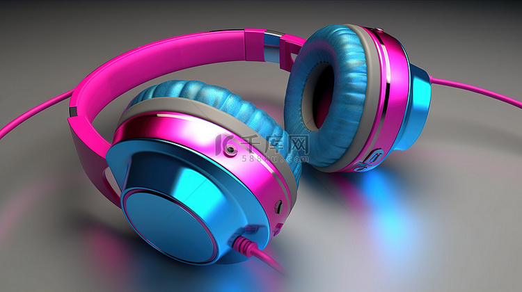 粉色和蓝色 3D 耳机带来音频体验
