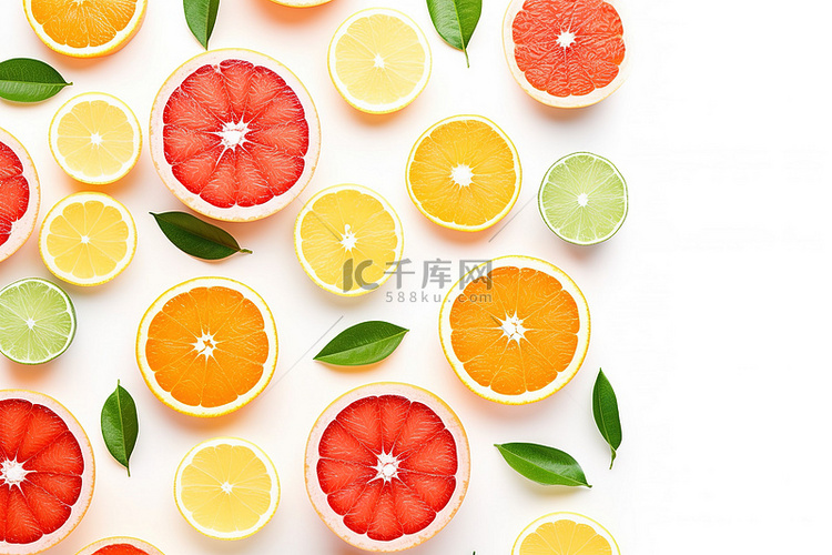 白色背景中的十个葡萄柚橙子和酸