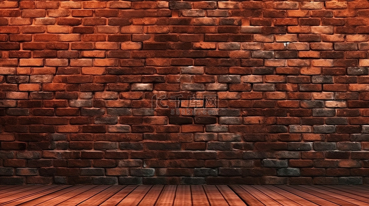 简单砖墙背景的 3d 渲染
