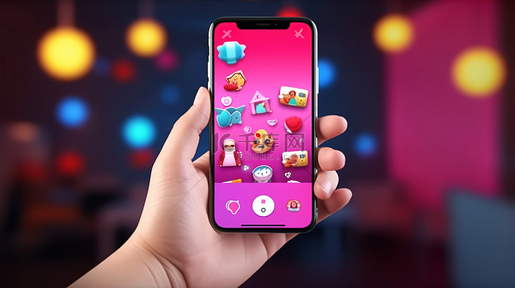 3D 渲染中可爱的手握 tiktok 图标