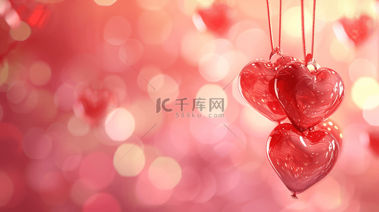 温馨浪漫朦胧唯美红色气球的背景