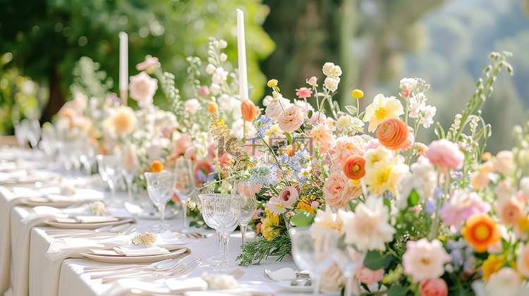 户外婚礼粉彩装饰花朵素材