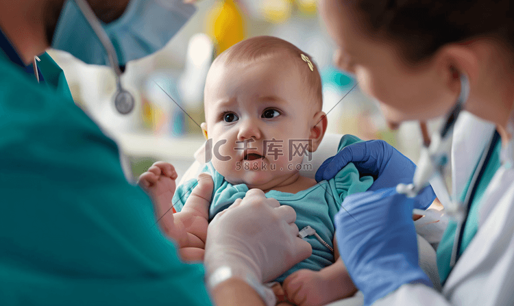 医生示范婴儿急救方法特写