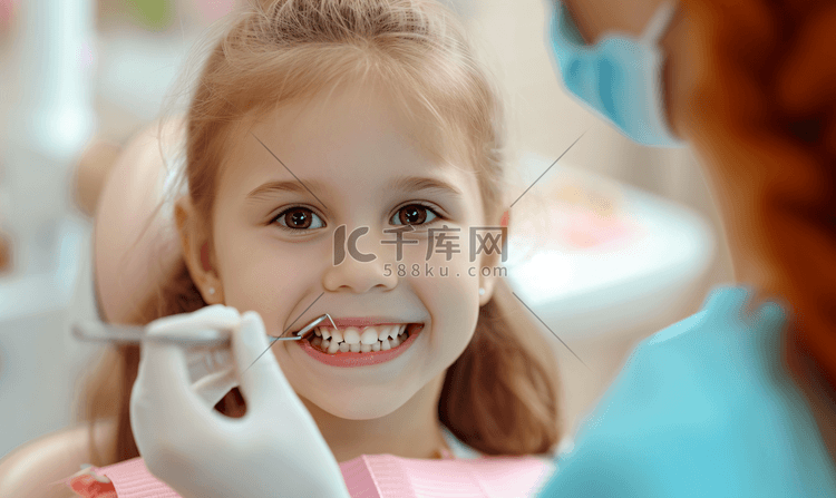 小女孩去牙科诊所看牙