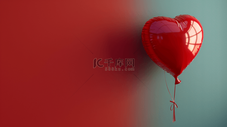 简约唯美浪漫下红色爱心气球的背