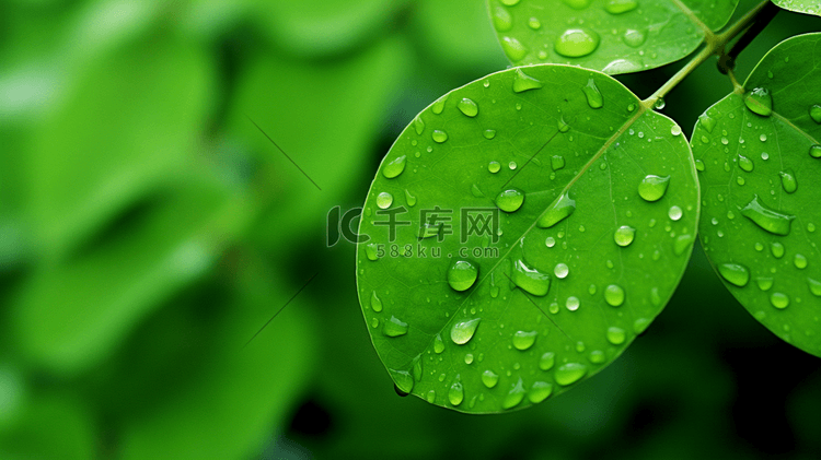 春天立春雨水嫩绿的树叶摄影19