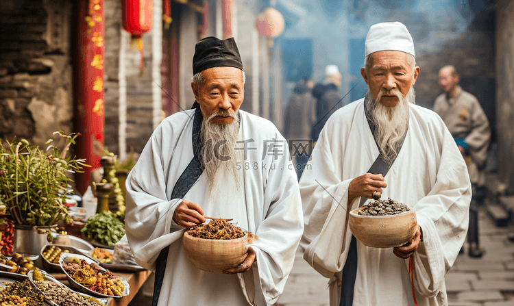 老中医端着中药材