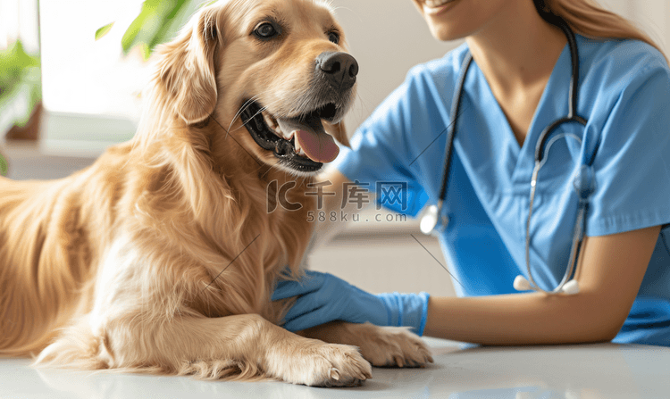 宠物医生为宠物狗做体检