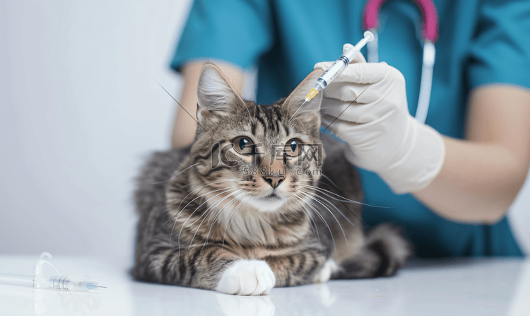 宠物医生给猫打针