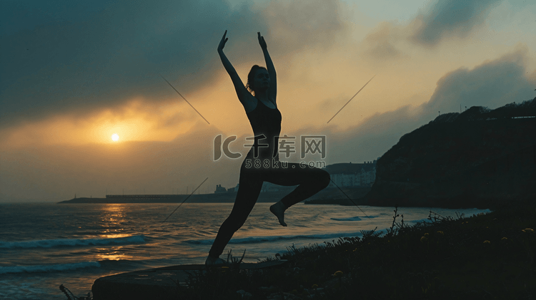 海边做瑜伽的女性摄影5