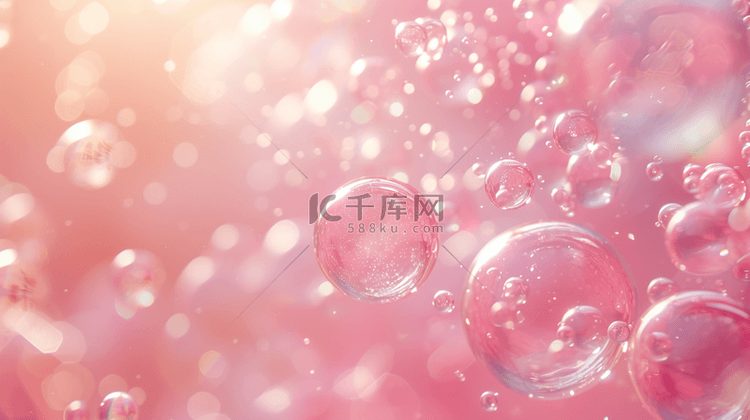 粉红色光芒下气泡泡沫的背景图3