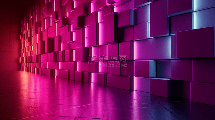 紫色立体空间感图形沙发的背景14