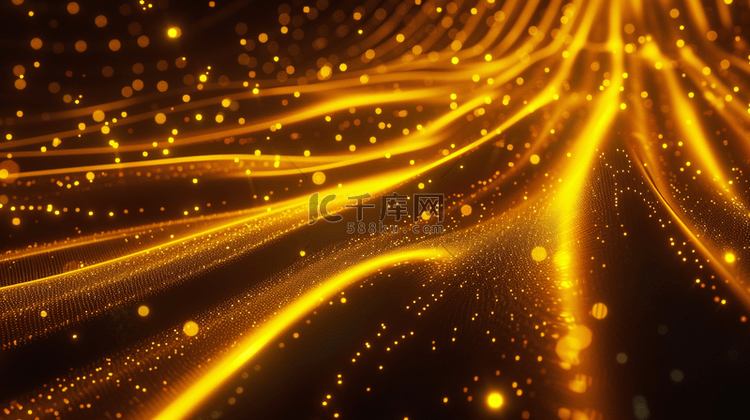 金黄色流光流线线条质感空间隧道