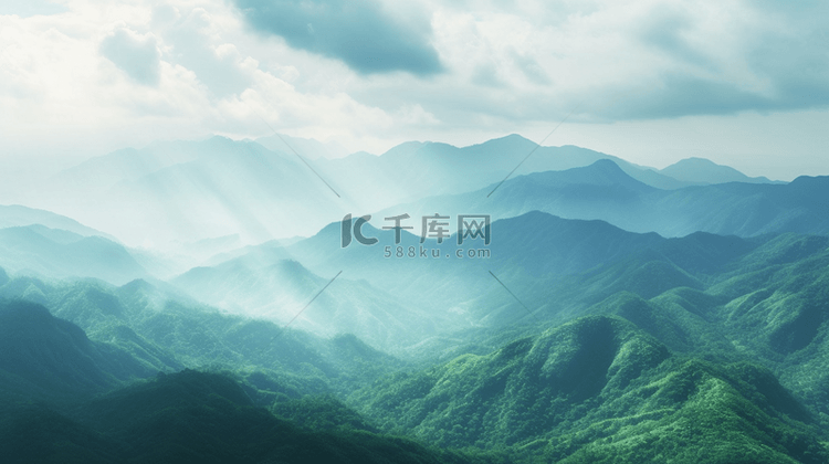 绿色云雾缭绕大山背景9