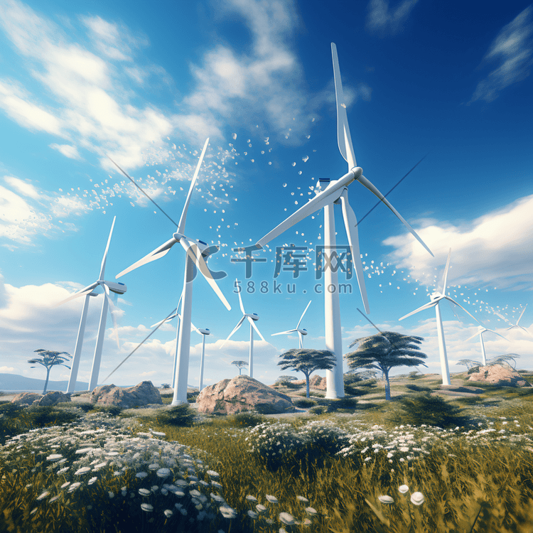 新能源风力发电风车高清