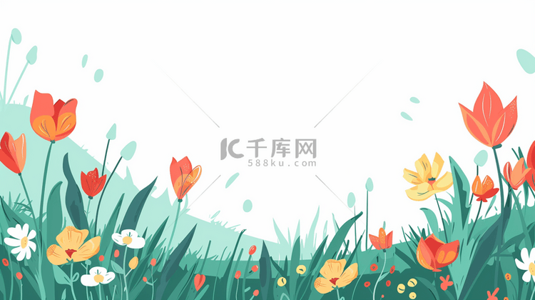 春天小清新简约花朵花束的背景12