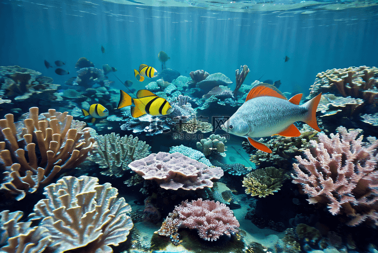 海底游泳的鱼儿与珊瑚摄影图3