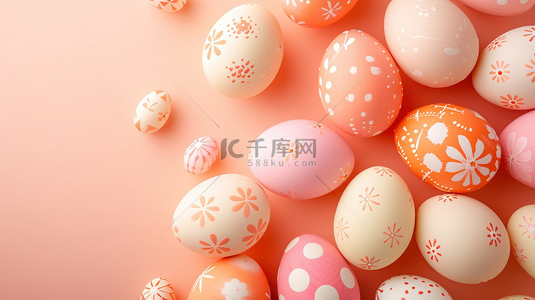 杏色复活节彩蛋鸡蛋背景图