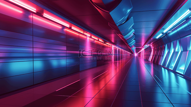 科技感汇聚光感光效渐变隧道空间