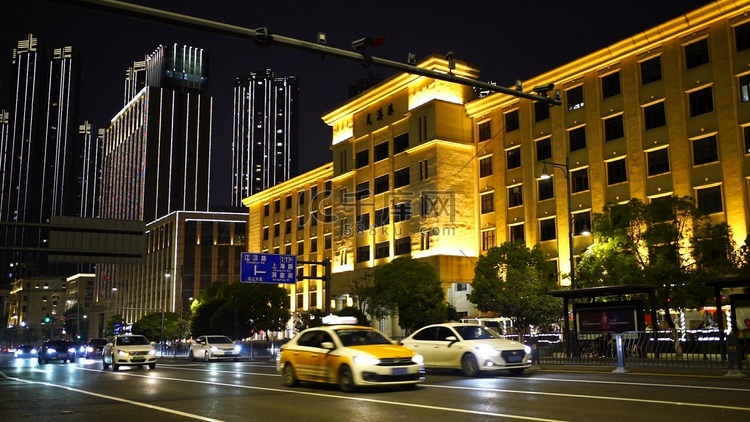 武汉城市地标武汉港夜景实拍