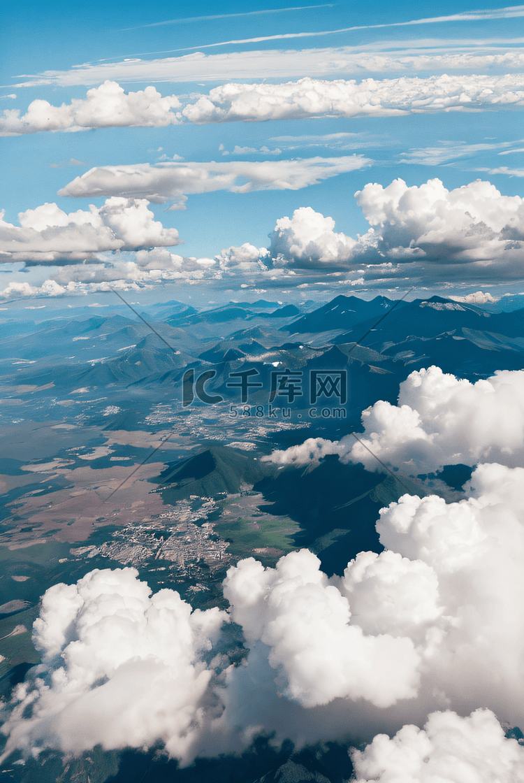 飞机窗户外的云朵摄影配图5