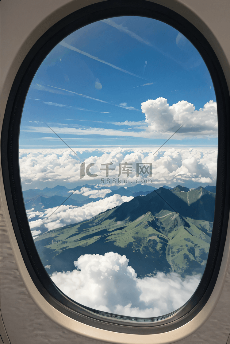 飞机窗户外的云朵摄影配图3