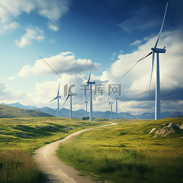 风车林立风力发电新能源