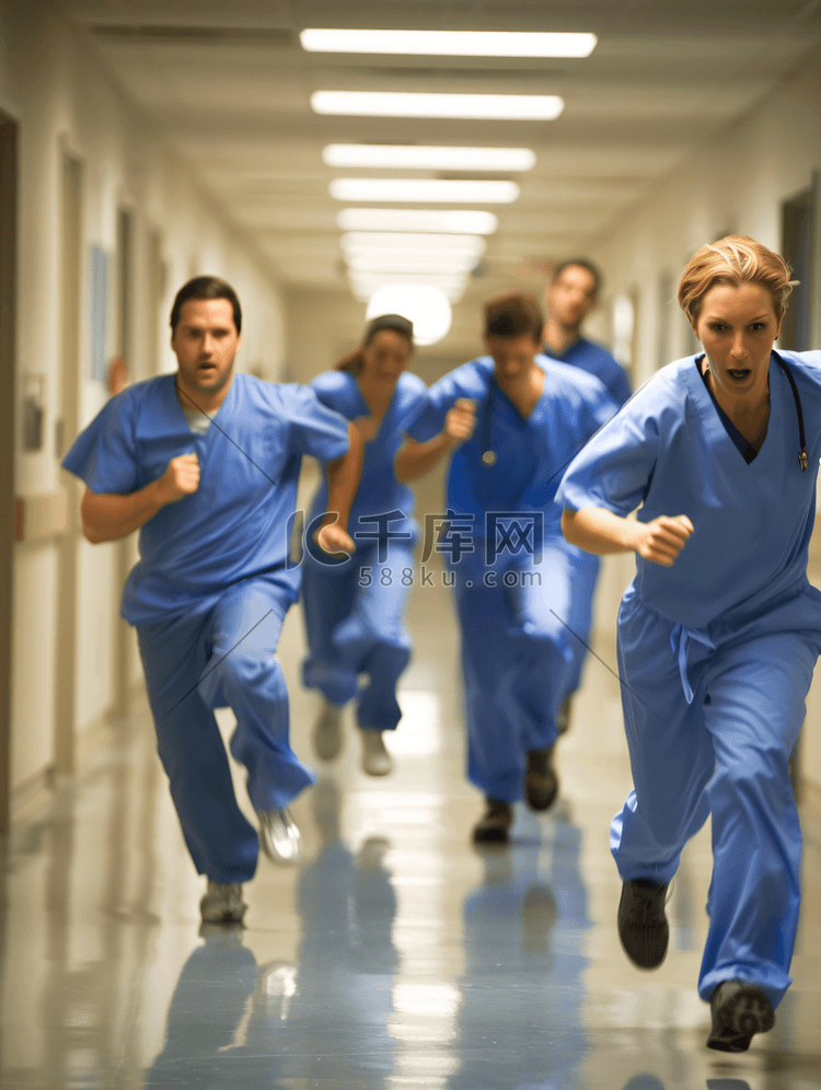 医生护士走廊疾跑