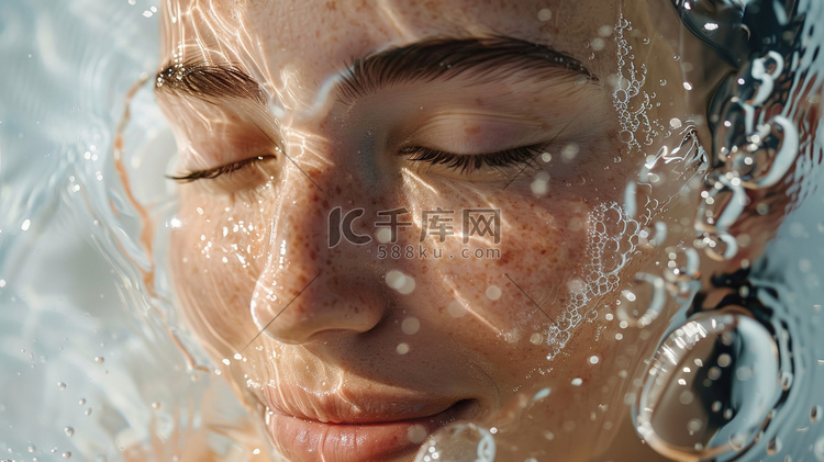 高清女士在水里美容护肤人像摄影