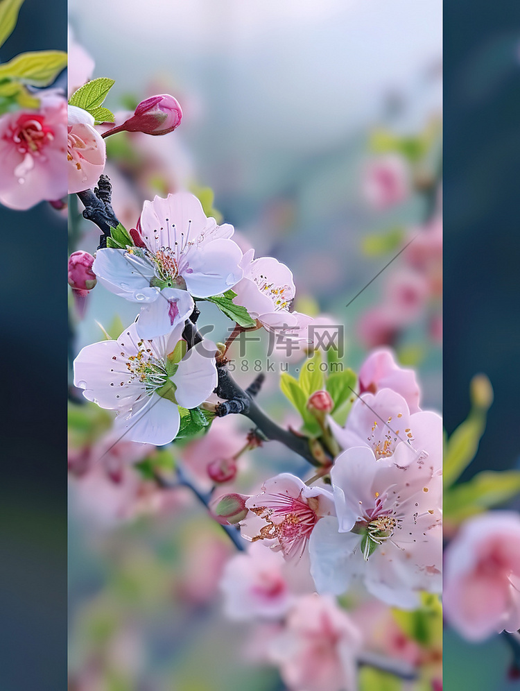 春暖花开的桃花林摄影照片