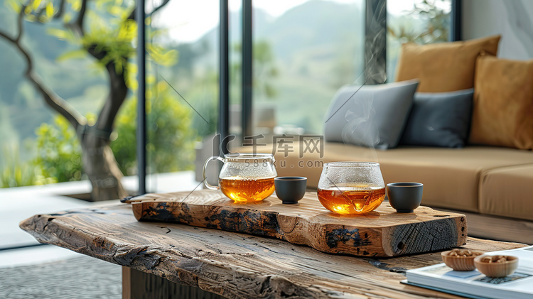 喝茶玻璃茶杯茶艺照片