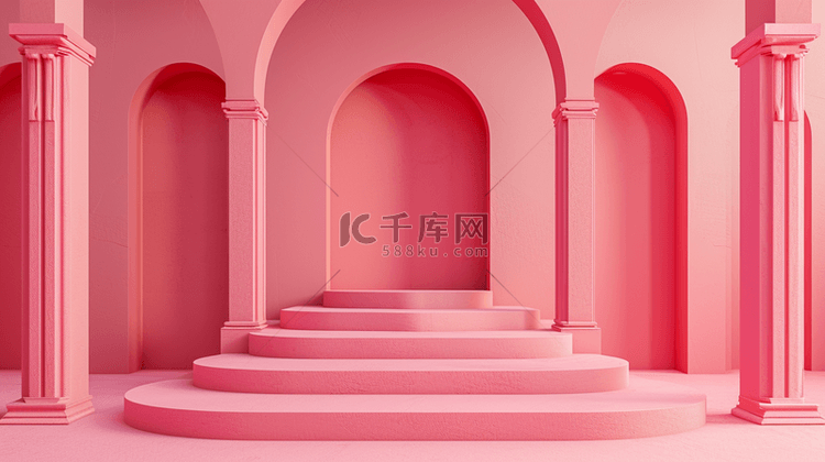 粉色室内门型舞台装饰设计的背景
