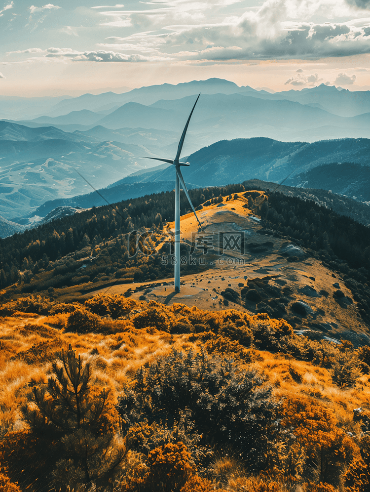 高山上的风力发电机