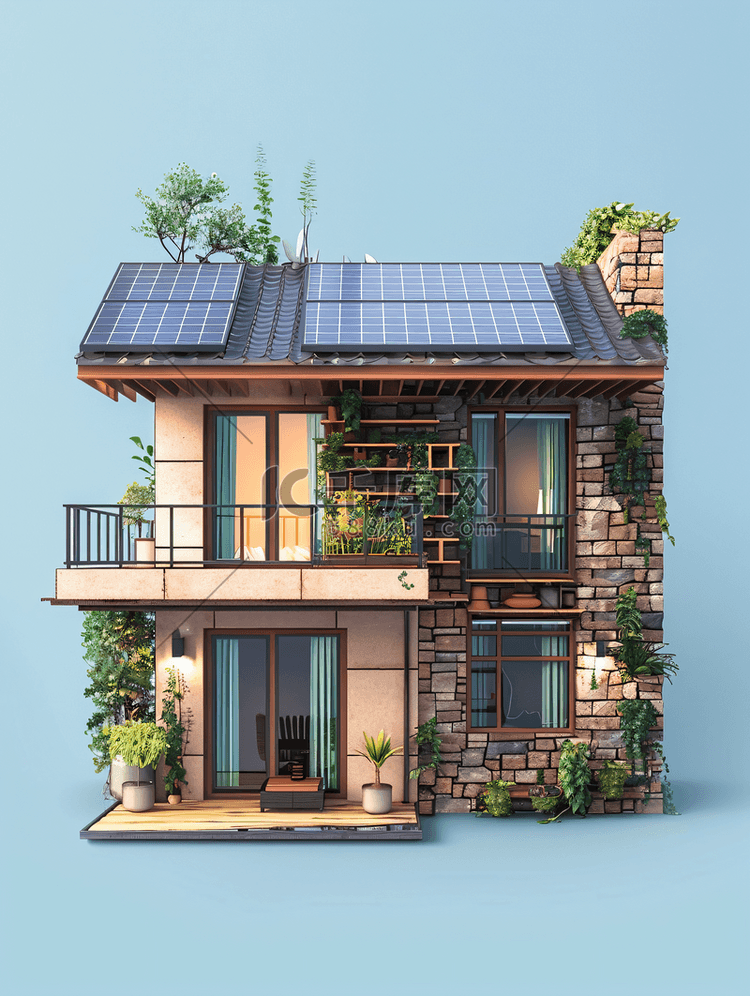太阳电池板别墅建筑