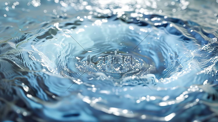 蓝色漩涡的水花水滴摄影图