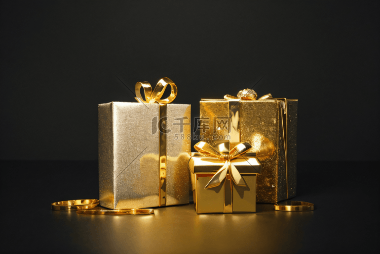 金色精致礼品盒子摄影图9