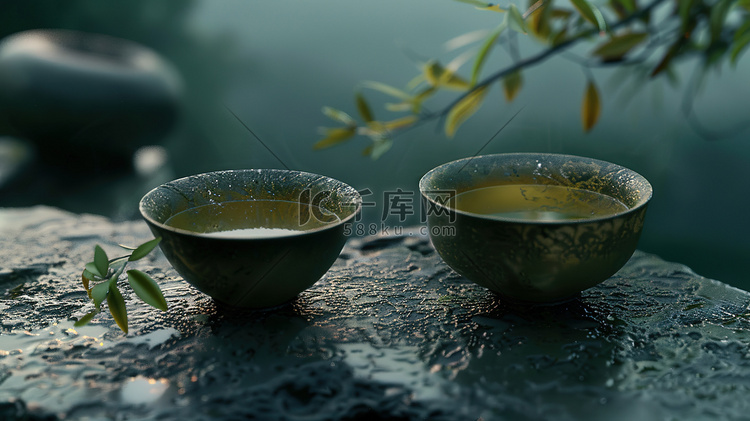 中式文艺春茶茶碗的摄影16高清