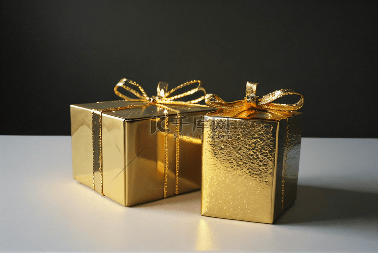 金色精致礼品盒子摄影配图4