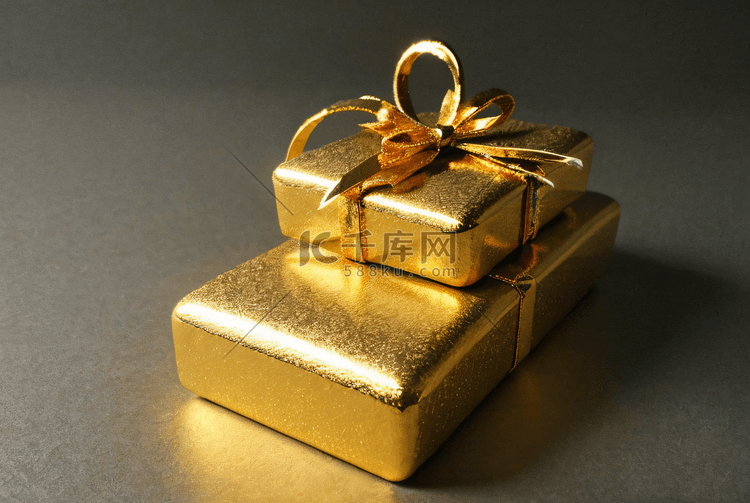 金色精致礼品盒子摄影配图7