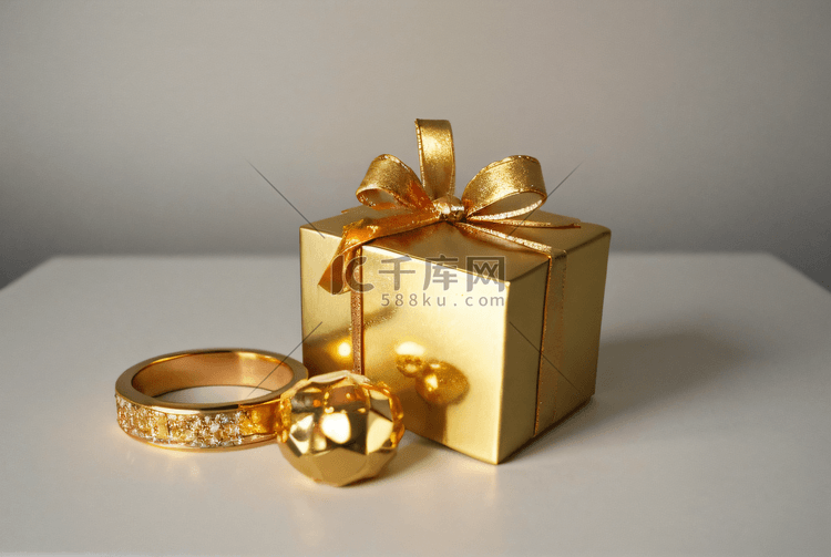 金色精致礼品盒子摄影照片6